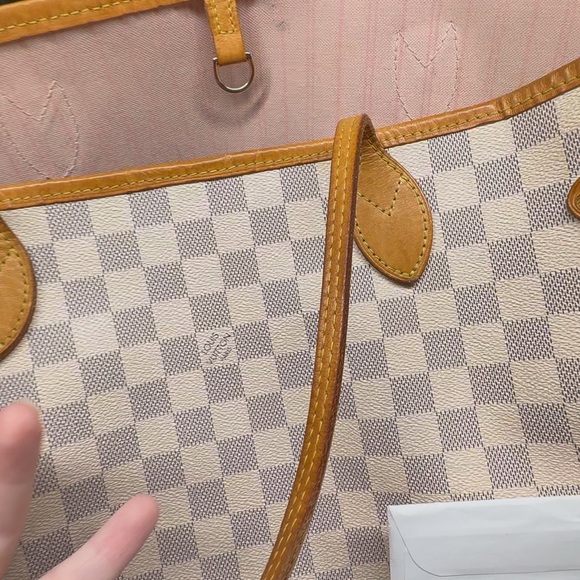 Louis Vuitton Neverfull MM Damier Azur Tote Pink Interior Authentic - Picture 5 of 15
